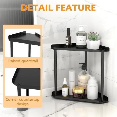 Jesginboo 2 Tier Bathroom Counter Organizer, Vanity Organizer Corner Shelf