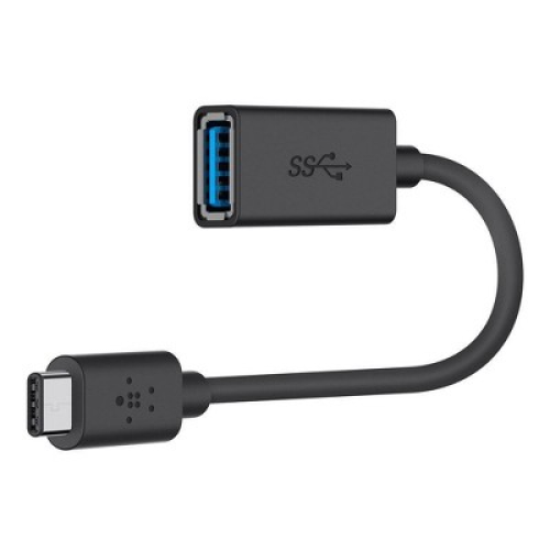 Belkin USB-C 3.0 to USB-A Adapter: Male-Female Black Coupler, 5 Inch Length