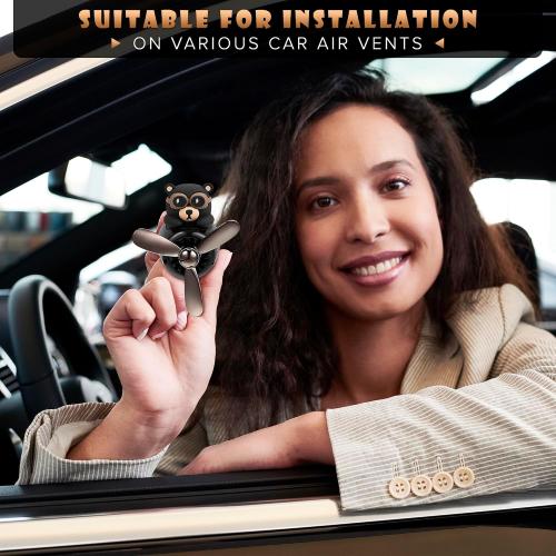 Airplane Car Air Freshener Vent Clip - Bear Pilot, Rotating Propeller