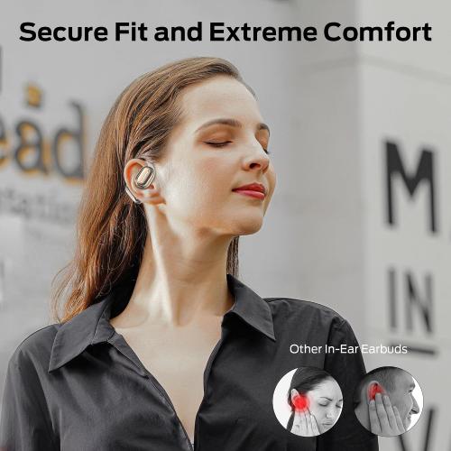 Monster Open Free AC100 Open Ear Headphones, Dual Driver Immersive Stereo, 30H Total Playtime, Clear Calls, Water Resistant for Running Workout Black