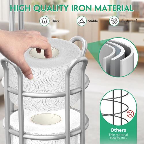 TomCare Toilet Paper Holder Free Standing with Shelf, Stable 4 Raised Feet