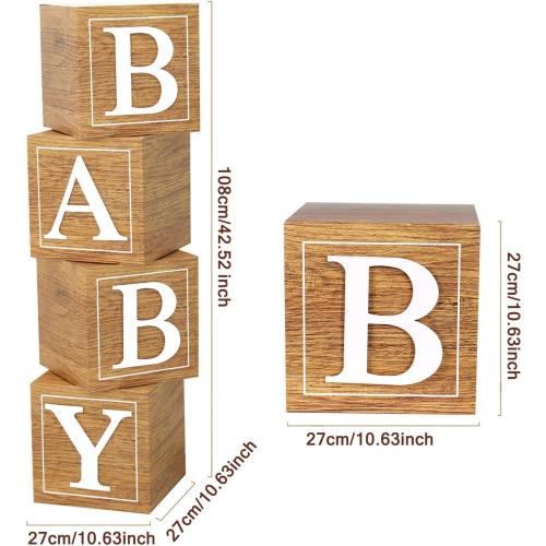 Netnology Brown Baby Boxes with Letters for Baby Shower,4 Balloon Boxes