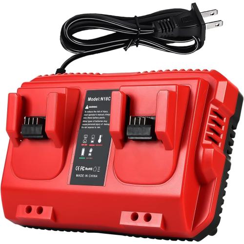 Lenoya 18V Rapid Dual Battery Charger for Milwaukee M18 Charging Station