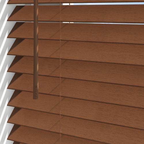 LEVOLOR Trim Go 2-in Slat Width 35-in x 64-in Cordless Walnut Faux Wood Room Darkening Horizontal Blinds