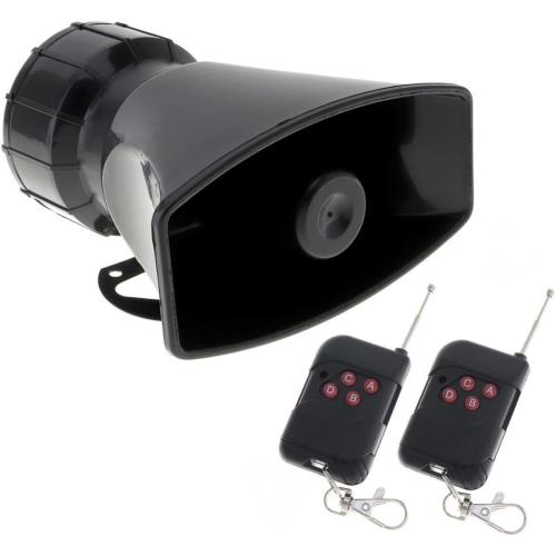 7 Tone Sound Loud Car Siren Vehicle Horn Hooter/Ambulance/Siren/Traffic Sound with Black Remote Controller 12V 100W (2PCS Remote Controller)