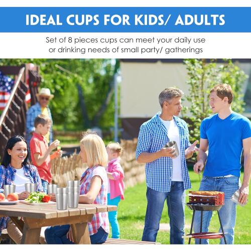 Mimorou 8 Pack Stainless Steel Insulated Cup 10 oz Metal Tumbler Silver