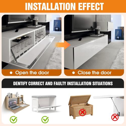 Drop Down Gas Spring Hinge, 90° Struts for Downward Cabinet Doors