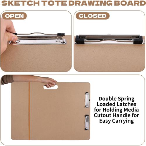 2pcs 18 x 24 Artist Sketch Tote Board, Lightweight Hardboard Drawing Board with Clips and Handle for Art, Sketching, Travel, Classroom,Studio or Field Use