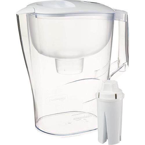 Amazon Basics 10-Cup Water Filter Pitcher Compatible with Brita Filters