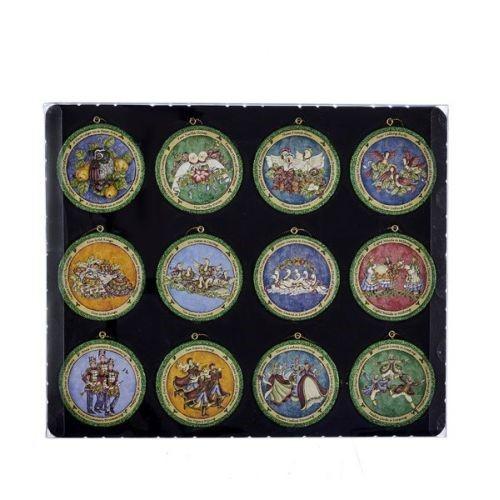 Kurt Adler 3  Resin 12 Days of Xmas Disc Set 12 Piecc Ornament  Green