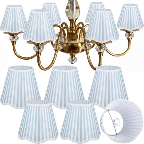 Gerrii 2 Pcs Scalloped Lamp Shades Chandelier, Blue, Blue Striped ONLY 2 PCS‼️