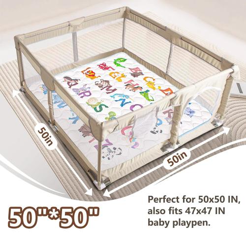 Baby Play Mat, 50x50 Playpen Mat with Machine Washable