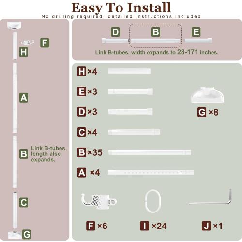 Goovilla Room Divider for Room Separation, 4-10ft(H) 28-171inch(W), White