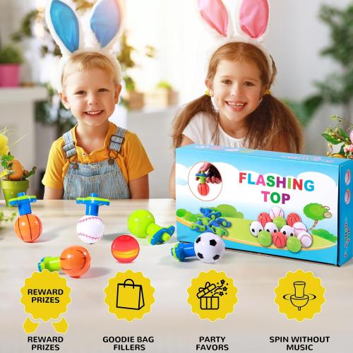 SCIONE 12Pcs LED Light Up Spinning Tops for Kids, Glow in The Dark Party Supplies, Easter Basket Stuffers, Birthday Party Favor Bulk Toys, Treasure Box Toys for Classroom Prize