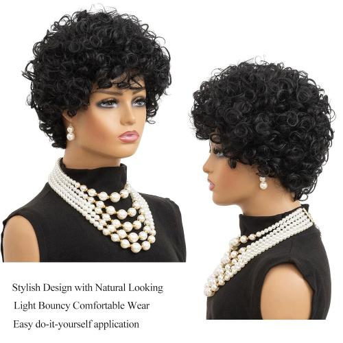 Short Curly Wigs for Black Women Short Pixie Cut Wig Curly Wigs for Women
