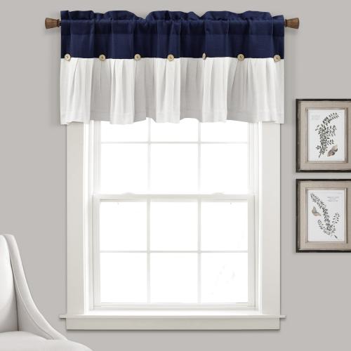 Lush Decor 18-in Navy Polyester Rod Pocket Valance