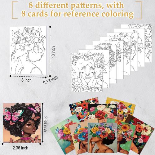 Cholemy 36 Pcs Paint and Sip Kit Gift for Adults 8''x10'',Flower Lady