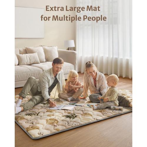 Blissful Diary Baby Play Mats for Floor, 71x59 Inch Extra Thicker & Large Soft Cushioning Foam Playmats for Babies and Toddlers, Foldable Washable Baby Crawling Mat for Playpen, Earth Tones Design