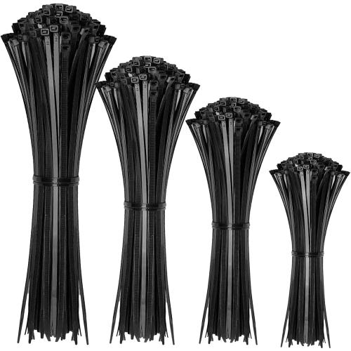 Cable Zip Ties,400 Pack Black Assorted Sizes 12 8 6 4 Inch,Multi-Purpose Self-Locking Nylon Cable Cord Management,Plastic Wire Ties for Home,Office,Garden,Workshop. By HAVE ME TD