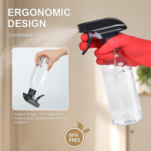 Uineko Empty Spray Bottles, Mist & Stream, Heavy Duty Sprayer, 2-Pack 10 Oz