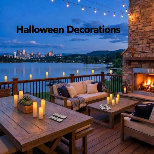 Enido Set of 24 Outdoor LED Candles, Battery Operated Flickering Waterproof Candles with 4 Remote (D2.2'' x H4''5''6'') for Halloween,Wedding,Christmas Decor(White)