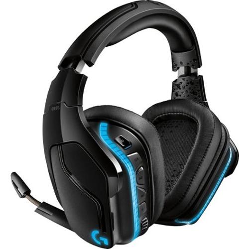 Logitech - G935 Wireless 7.1 Surround Sound Over-the-Ear Gaming Headset for PC with LIGHTSYNC RGB Lighting - Black/Blue