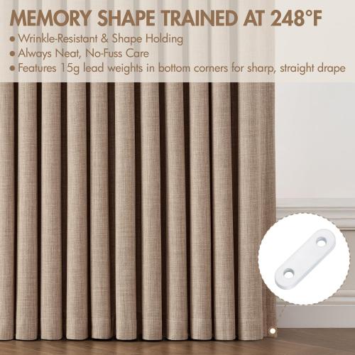 MIULEE Pinch Pleated 100% Blackout Curtains 40x84 Long Linen 4 Panels Set