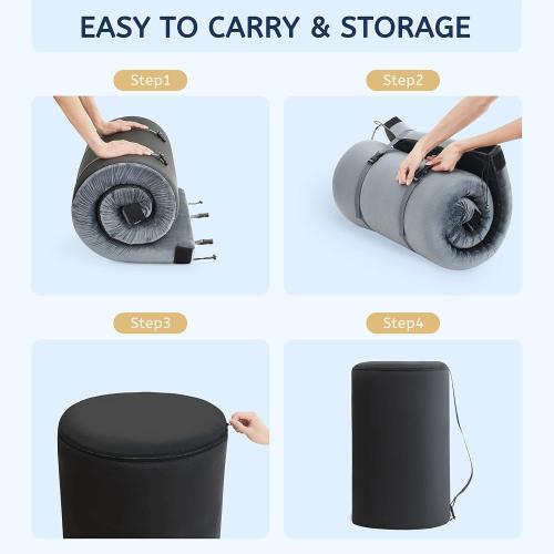 HomeMate CertiPUR-US Memory Foam Camping Mattress Pad Portable Roll Up Mattress for Adults Sleeping Mat Cot Mattress Pad
