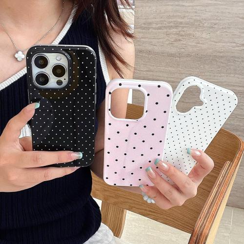 Aesthetic Polka Dot Retro Phone Case for iPhone 16 6.1,Vintage Trendy Unique Simple Pattern Design Elegant Chic Pretty Stylish Protective Girls Women Cases for i16 White