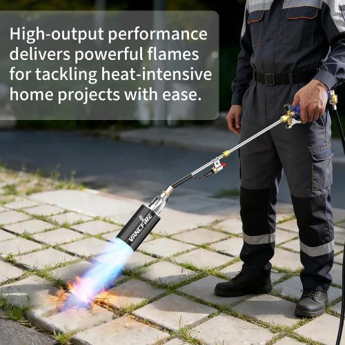 Propane Torch Weed Burner Kit with Storage Bag,35.4 High Output Blow Torch with Long/Short Mode & 12.5FT Hose,Heavy Duty Flamethrower with Turbo Trigger for Weeding,Asphalt Melting,Ice Snow Melting
