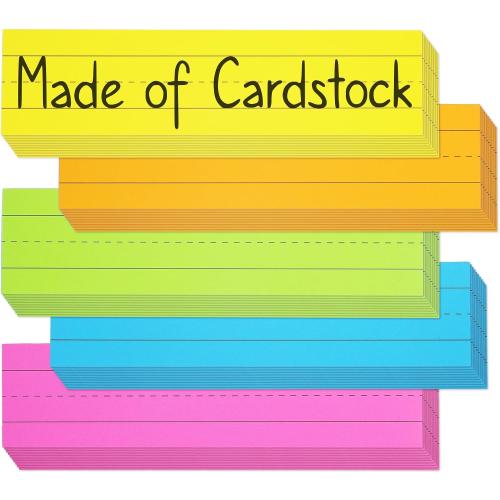 Chell 3x12 Inch Colored Sentence Strips Cardstock, 5 Colors, Pack of 80