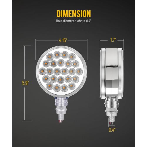 Partsam 2Pcs Double Face Round LED Pedestal Lights Fender Stop Turn Signal Tail Brake Lights Clear Lens 48 LED Post Mount Semi Trailer Replacement for Trailers Trucks, 10-30V
