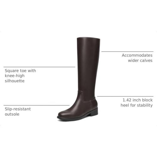 Size 8 5 Athlefit Knee High Boots for Women Flat Tall Fall Boots Chocolate Brown