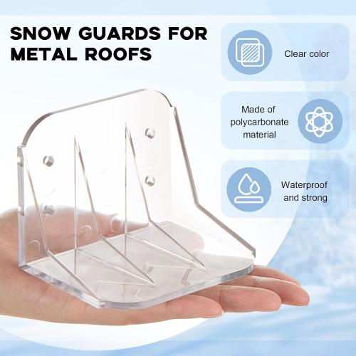 Taiyin 10 Pack Large Snow Guards for Metal Roofs 4 x 3 x 3 Inch Jumbo Ice Guard Snow Block Stops for Prevent Sliding, Without Screws or Adhesive (Clear)