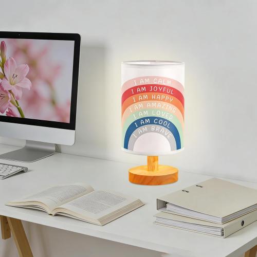 Lonfliness Boho Kids Table Lamp Rainbow Bedside Lamp Bedroom LED