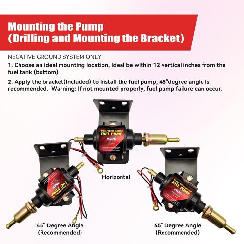Gasoline Electric Fuel Pump Universal 5/16 Inch Inlet and Outlet Inline 12V 1-2A 28GPH 2-3.5 PSI Operating Fuel Pressure