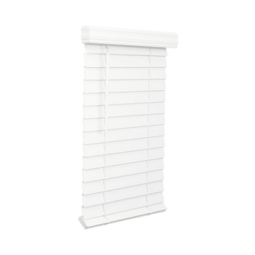 Lotus & Windoware Cordless 2-1/2 inch Faux Wood Room Darkening Horizontal Blind, 22.5 W x 36 L, Bright White, Smooth