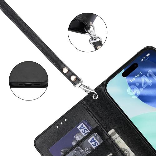 Bocasal Detachable Wallet Case Card Holder for iPhone 17, Black