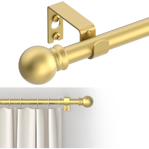 Curtain Rods for windows 28-78 inch, 5/8 inch Decorative Gold Splicing Heavy Duty Metal Curtain Rod set with Brackets