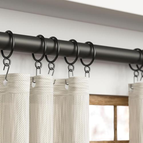 50 Packs Black Metal Curtain Rings with Eyelets, 1 inch Inner Diameter Drapery Rings Apply for Curtain Rods(Fits Up to 3/4-Inch Rod)