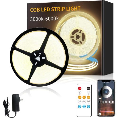 COB LED Strip Lights 50ft,3000K DC 24V Dimmable Warm White