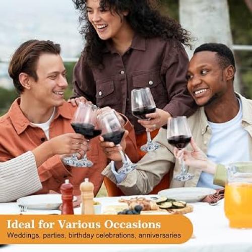 GLAZVIA Wine Glasses Set of 6, 12oz Classic Stemmed Glasses, Thick & Clear