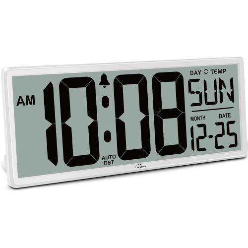 WallarGe 14.5'' Large Digital Wall Clock Battery Operated
