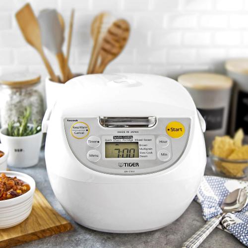 TIGER JBV-S10U 5.5-Cup (Uncooked) Micom Rice Cooker and Warmer with Tacook Food Steamer Cooking Tray Technology, White ‼️has stains and mild scratches ‼️