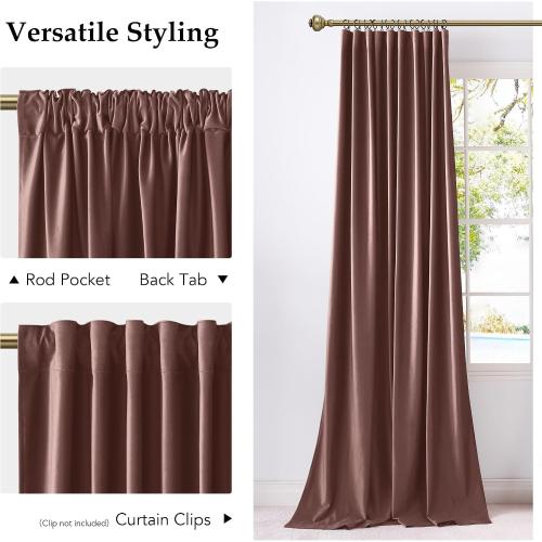 NICETOWN Dusty Rose Pink Blackout Velvet Curtains for Girls Room