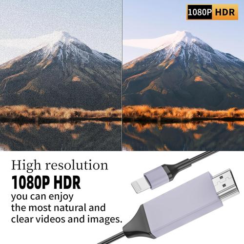 [Apple MFi Certified] Lightning to HDMI Cable Adapter for iPhone,1080P Lightning to HDMI Digital AV Adapter HDTV Cord Compatible with iPhone 14 13 12 11 Pro Max XS XR X 8 to TV Projector Monitor