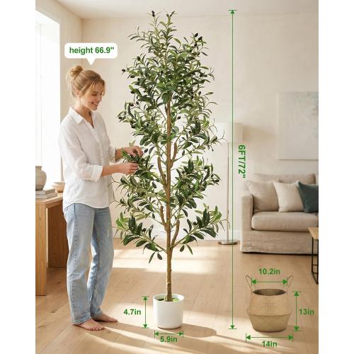Olive Trees Artificial Indoor 6Ft Tall Faux Plants Large Fake Olivos Tree