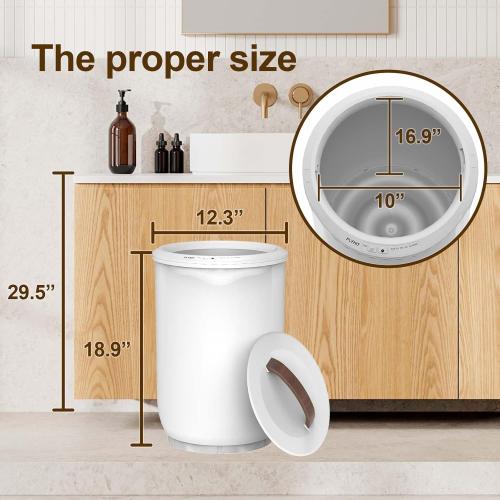 Large Towel Warmer for Bathroom - Heated Towel Warmers Bucket, Wood Handle, Auto Shut Off, Fits Up to Two 40X70 Oversized Towels, Bathrobes, Blankets, for Mother's Gifts, White