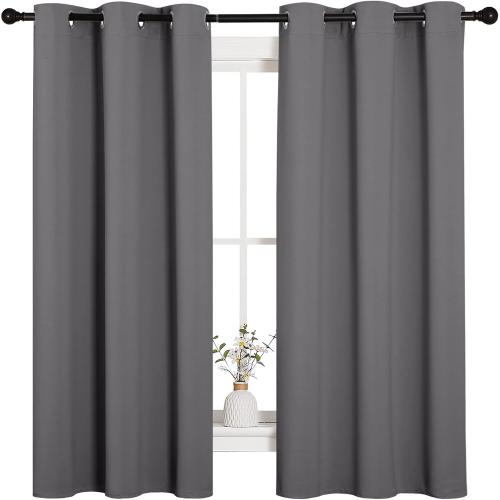 NICETOWN Thermal Insulated Grommet Blackout Curtains for Bedroom (2 Panels, W42 x L63 -Inch, Grey)