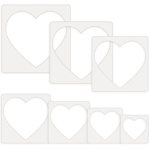 Teling 14 Pieces Large Stencil for Painting on Wood Plastic 5 Point Template Paint Stencils for Fabric Walls Arts Paper Home Decoration(Heart)